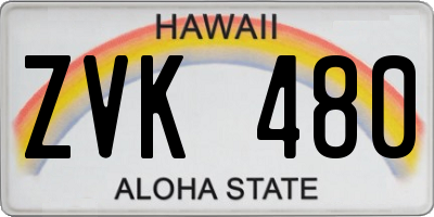 HI license plate ZVK480