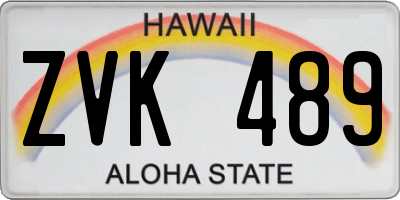 HI license plate ZVK489
