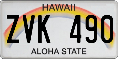 HI license plate ZVK490
