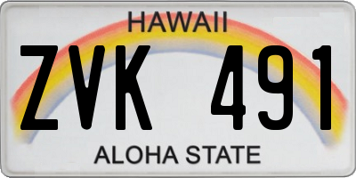 HI license plate ZVK491