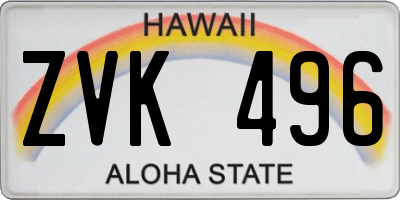 HI license plate ZVK496