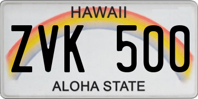 HI license plate ZVK500