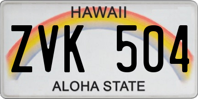 HI license plate ZVK504