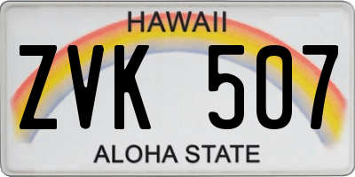 HI license plate ZVK507