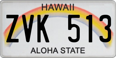 HI license plate ZVK513