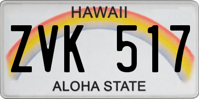 HI license plate ZVK517