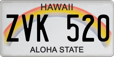HI license plate ZVK520