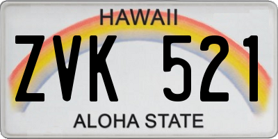 HI license plate ZVK521