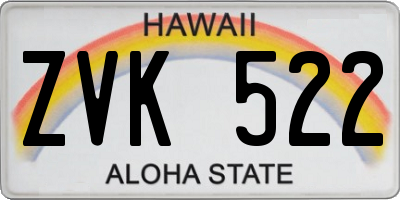 HI license plate ZVK522