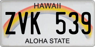 HI license plate ZVK539
