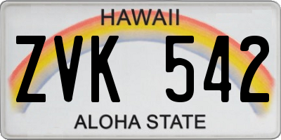 HI license plate ZVK542