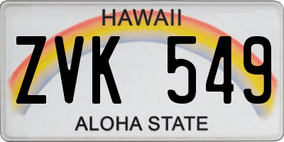 HI license plate ZVK549