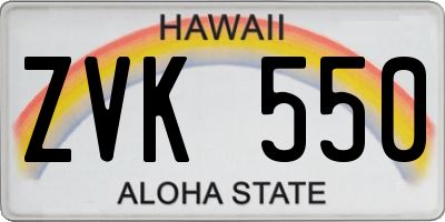HI license plate ZVK550