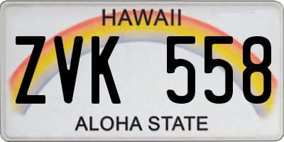HI license plate ZVK558