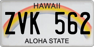 HI license plate ZVK562