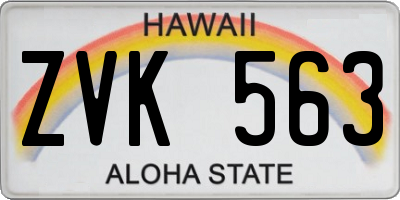 HI license plate ZVK563