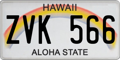 HI license plate ZVK566