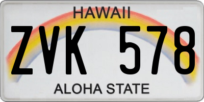 HI license plate ZVK578