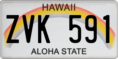 HI license plate ZVK591