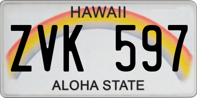 HI license plate ZVK597