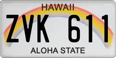 HI license plate ZVK611