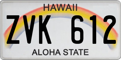 HI license plate ZVK612