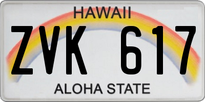 HI license plate ZVK617