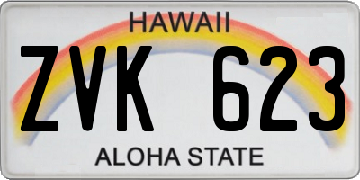 HI license plate ZVK623