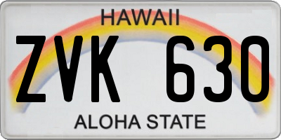 HI license plate ZVK630