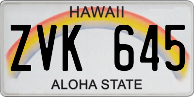 HI license plate ZVK645
