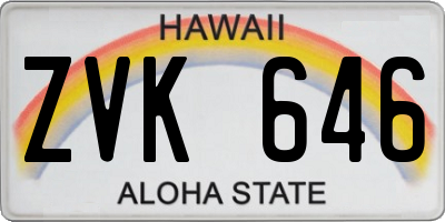HI license plate ZVK646