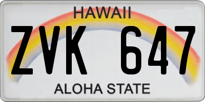 HI license plate ZVK647