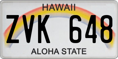 HI license plate ZVK648