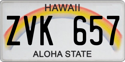 HI license plate ZVK657