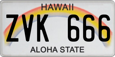 HI license plate ZVK666