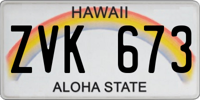 HI license plate ZVK673