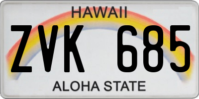 HI license plate ZVK685