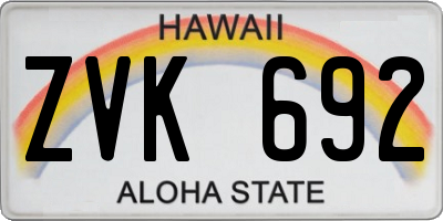 HI license plate ZVK692