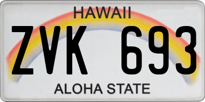 HI license plate ZVK693