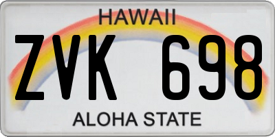 HI license plate ZVK698