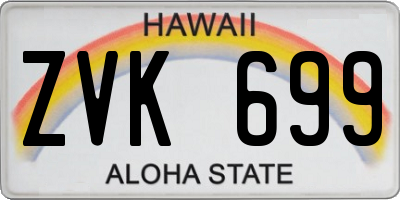 HI license plate ZVK699