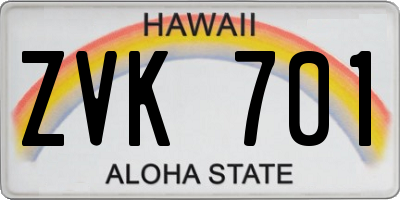 HI license plate ZVK701