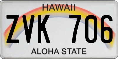 HI license plate ZVK706