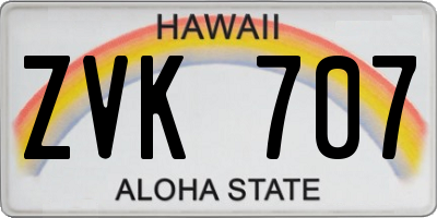 HI license plate ZVK707