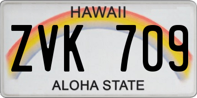 HI license plate ZVK709
