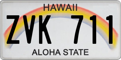 HI license plate ZVK711