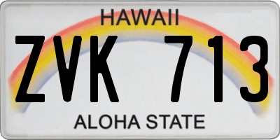 HI license plate ZVK713