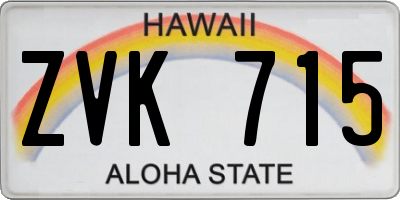 HI license plate ZVK715