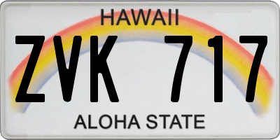 HI license plate ZVK717
