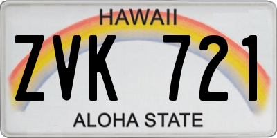 HI license plate ZVK721
